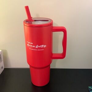 American Greetings Red metal tumbler cup, NWOT